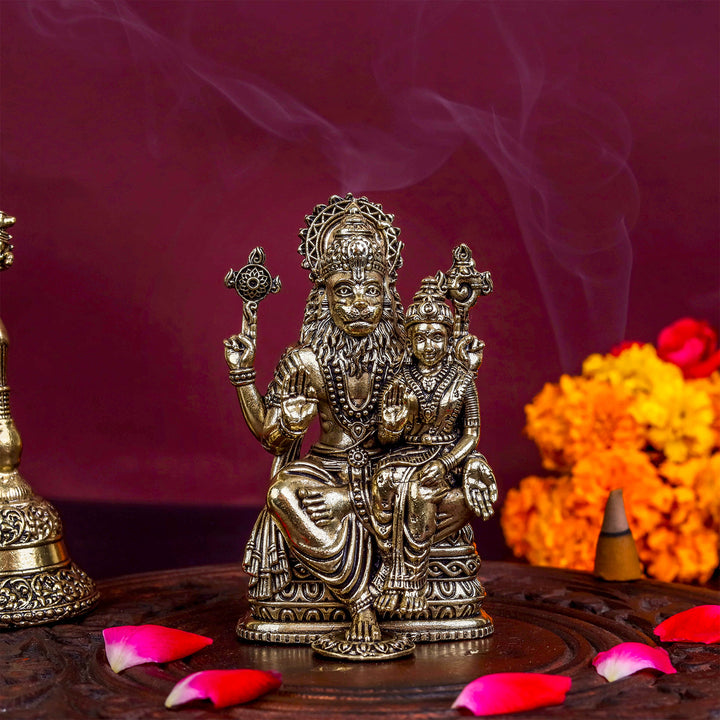 Brass Superfine Narasimha Lakshmi Idols 4 Inch 463794