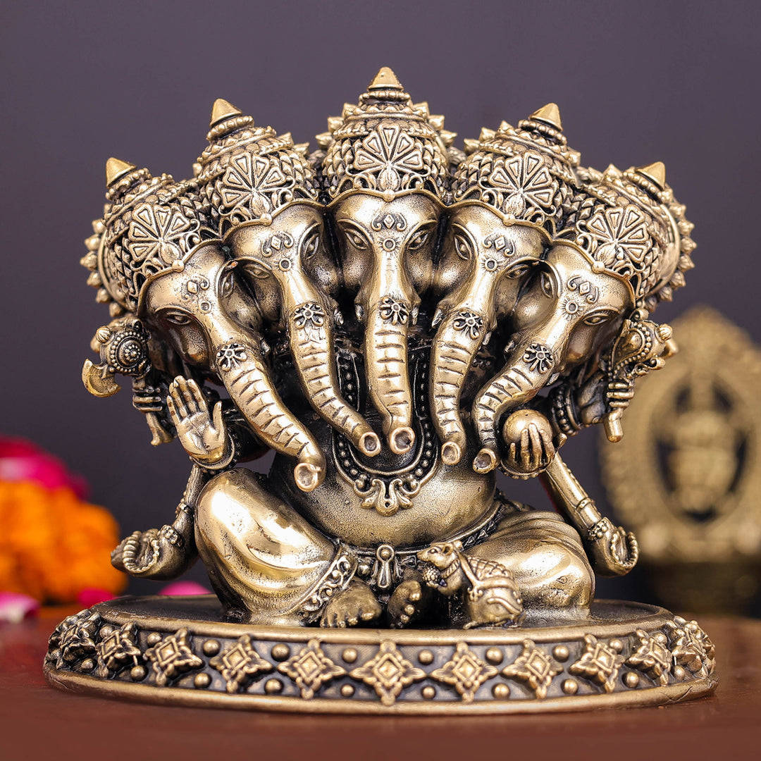 Brass Superfine Panchmukhi Ganesha Statue 4 Inch 463769