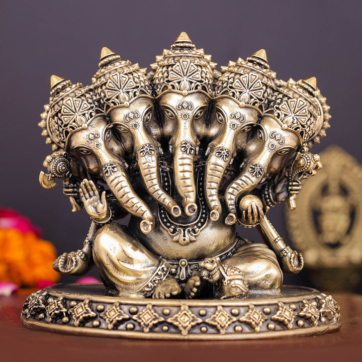 Brass Superfine Panchmukhi Ganesha Statue 4 Inch 463769