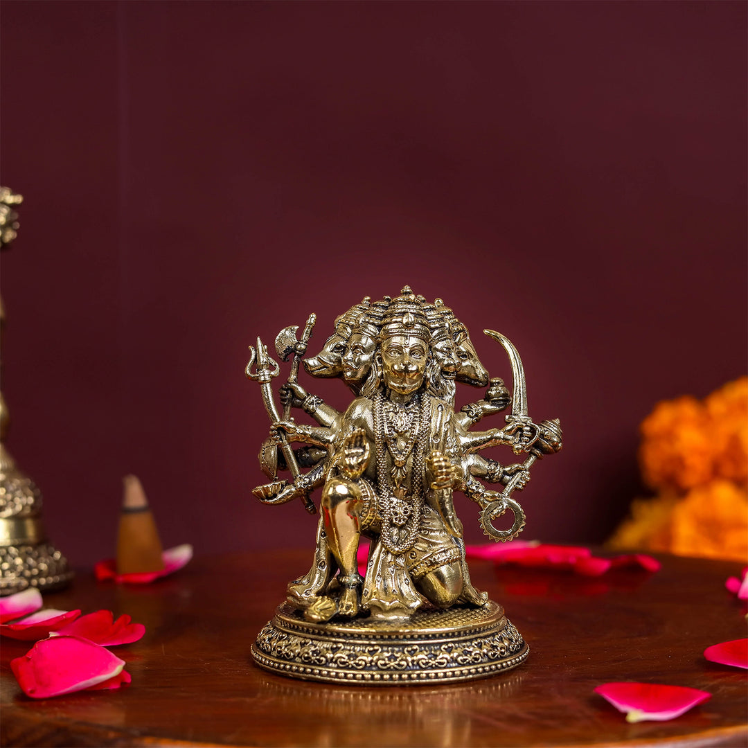 Brass Superfine Panchmukhi Hanuman Idol 3 Inch 463808