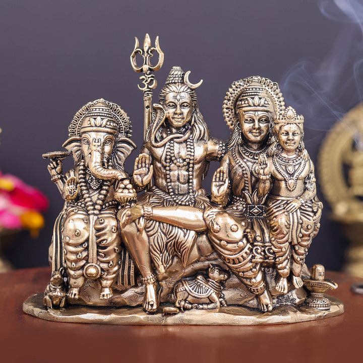 Brass Superfine Shiv Parivar Idol For Home Temple Decor 5 Inch 463774