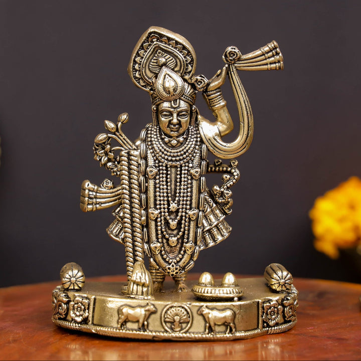 Brass Superfine Shreenath Ji Idol For Home Temple Decor 4 Inch 463851