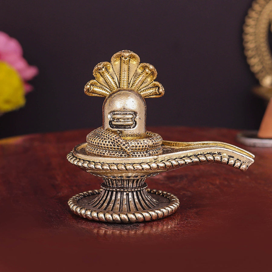 Brass Superfine Small Shivling Shiva Lingam Idol With Vasuki Naag 3 Inch 463898