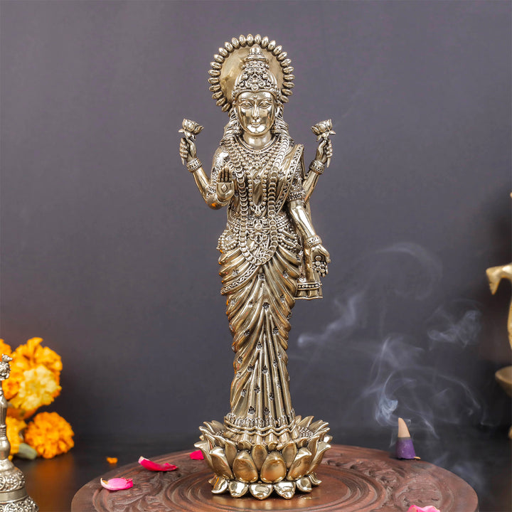 Brass Superfine Standing Goddess Lakshmi Idol 10 Inch 463846