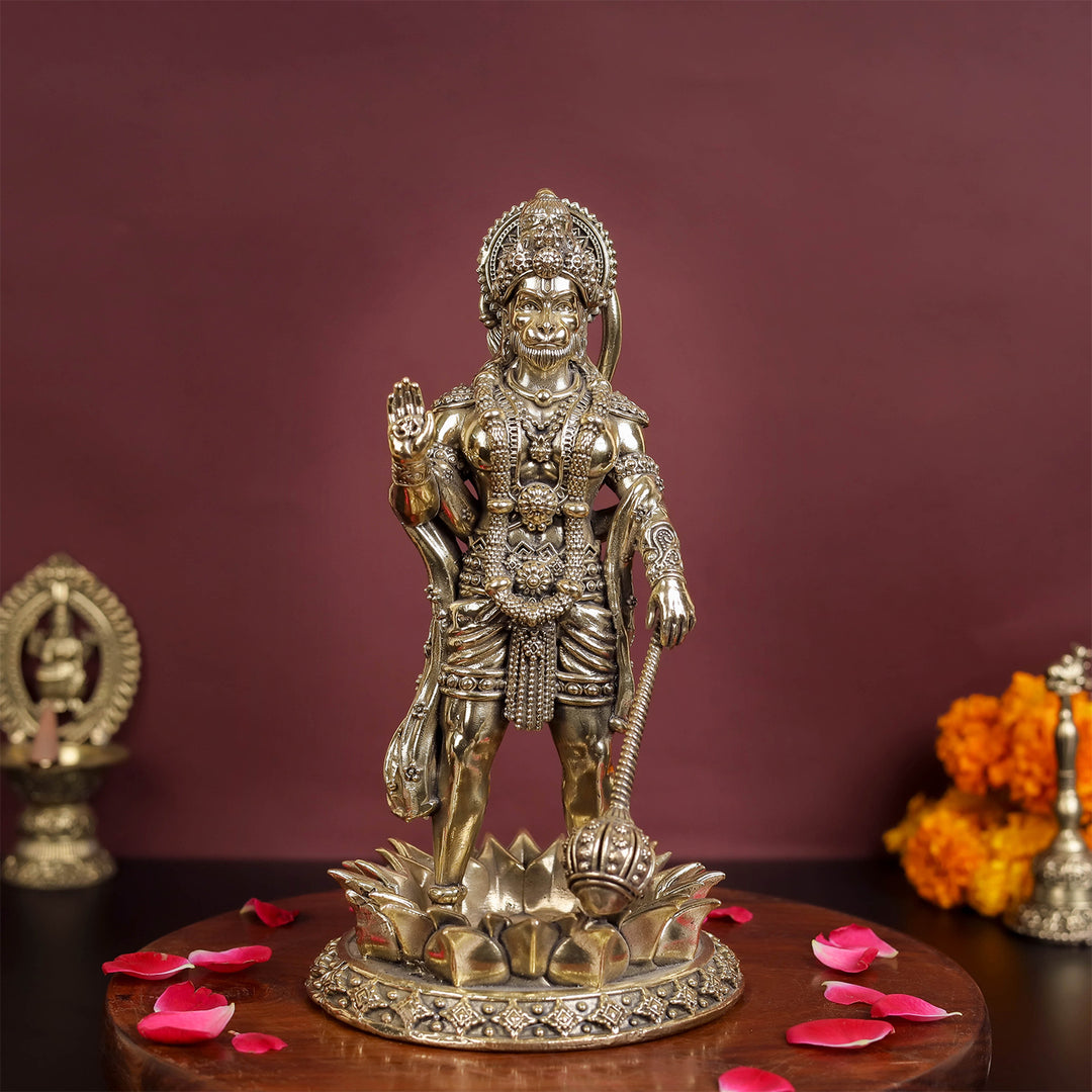 Brass Superfine Standing Hanuman Idol 8 Inch 463804