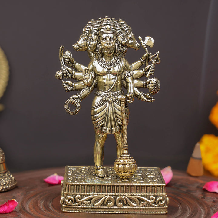 Brass Superfine Standing Panchmukhi Hanuman Idol 4.7 Inches 463836