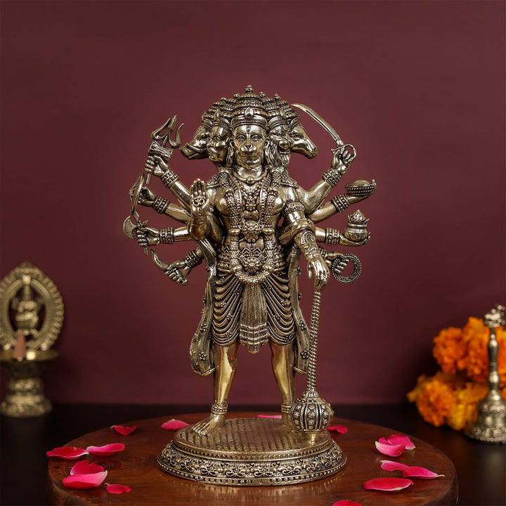 Brass Superfine Standing Panchmukhi Hanuman Idol 8 Inch 463803
