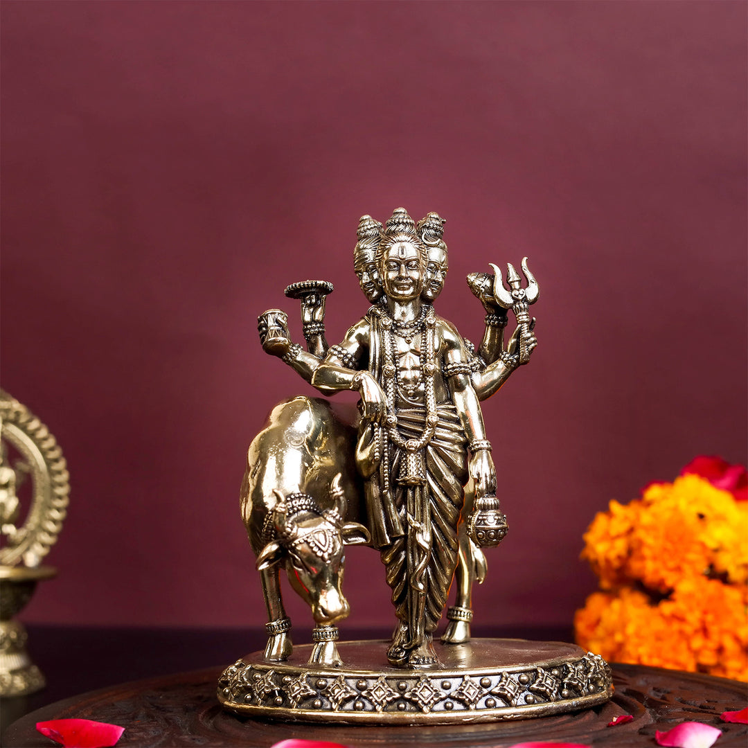 Brass Superfine Trinity Of Hindu God Dattatreya Idol 5.5 Inch 463798