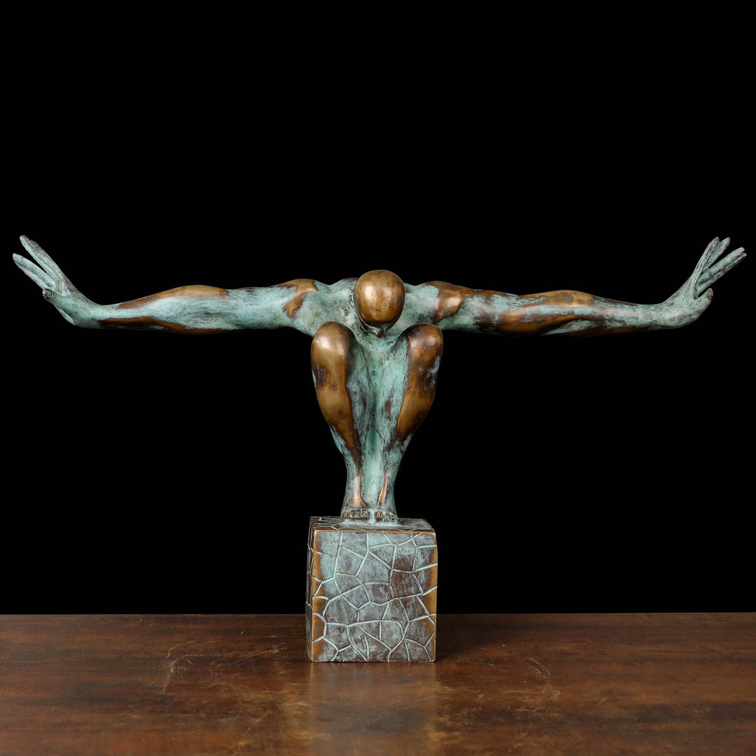 Brass The Olympic Swimmer Sculpture Antique Finish Decorative Showpiece 27 Inch 463813