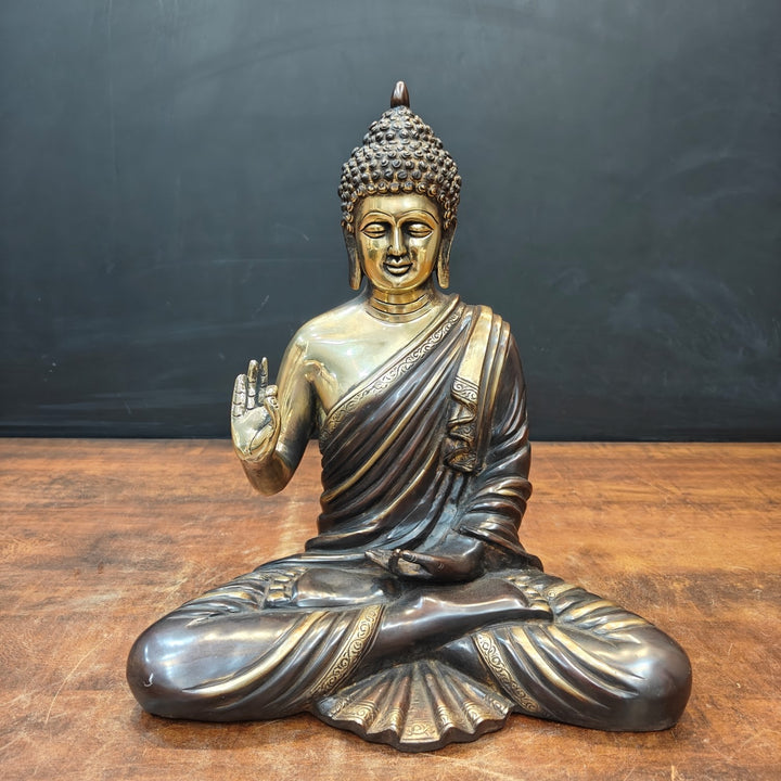 Brass Vintage Blessing Buddha Idol Antique Finish 16 Inch 463614
