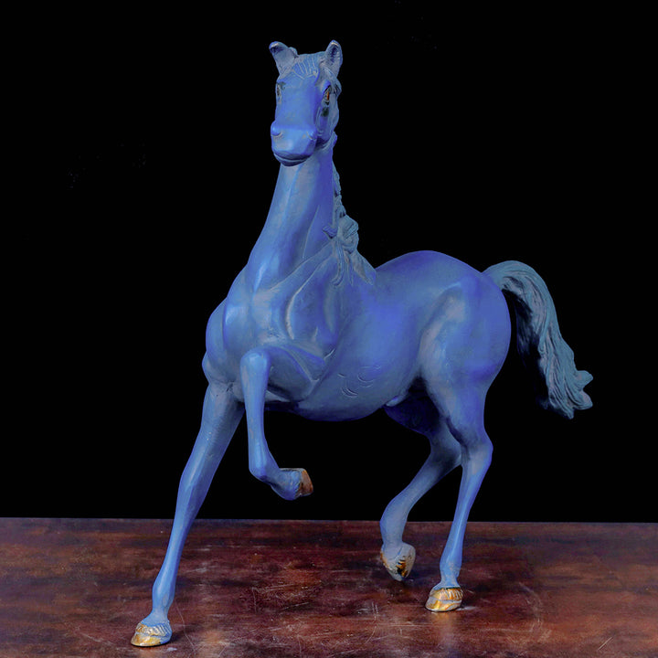 Brass Vintage Horse Sculpture Antique Blue Finish For Decor Showpiece 17 Inch 463816