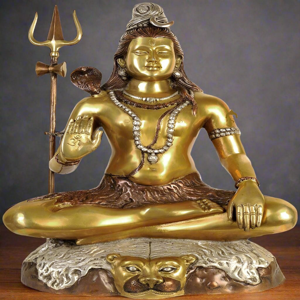 Rare Depiction Large Statue of Lord Shiva Seated on the Mountain of Kailash 22" 357800
