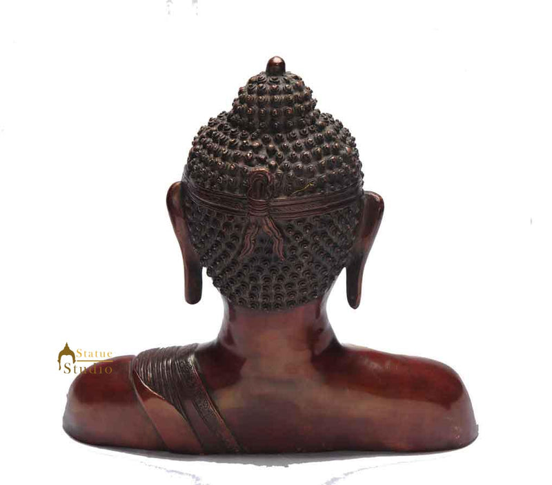Bronze meditating buddha indoor room table décor brass statue old tibet art 14"