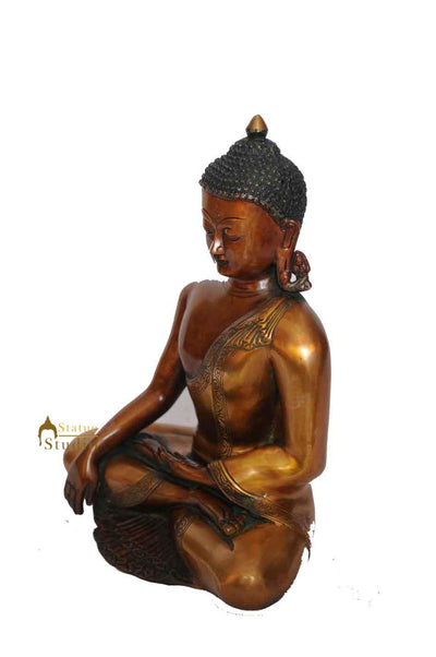 Brass bronze medicine buddha shakyamuni tibet chinese statue décor art 13"