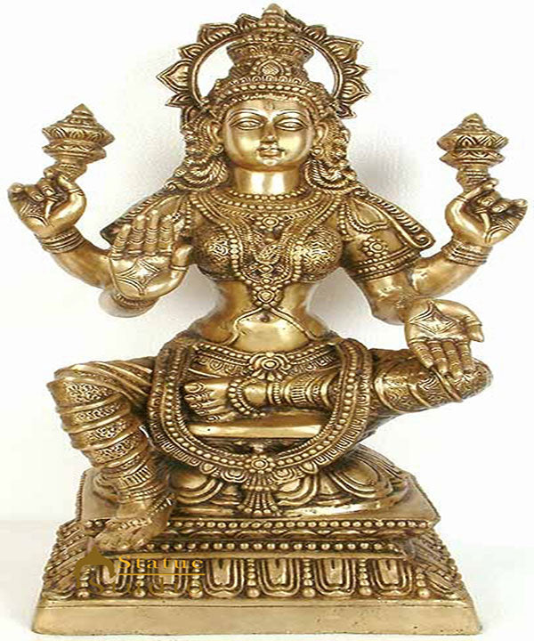 Large Size Indian Brass Hindu Goddess Maa Laxmi Idol For Diwali Gifting 29"