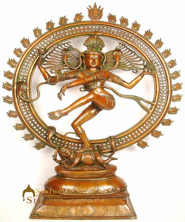 Beautiful Antique Bronze Dancing Hindu God Natraja For Office Home Décor 41"