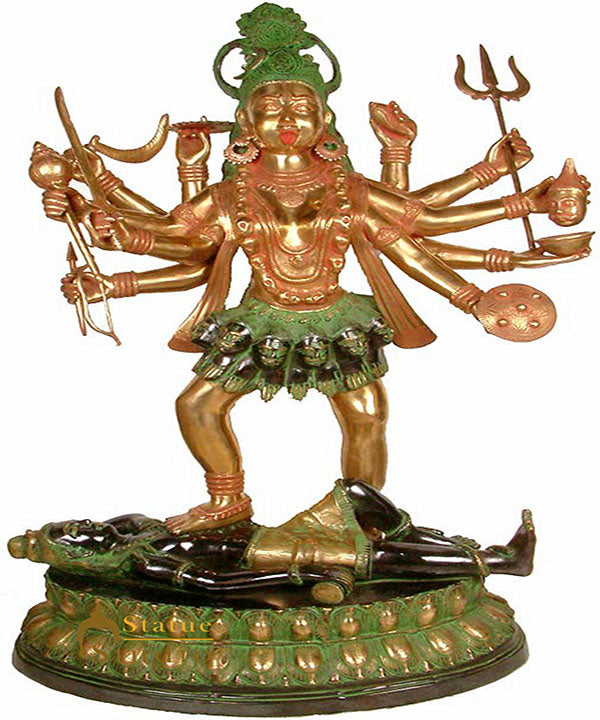 Large Size Indian Hindu Goddess Maa Kali Sculpture Antique Finish 44"