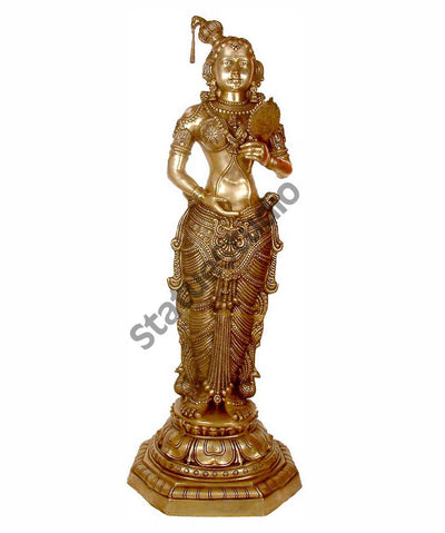 Large Size India Khajuraho Celestial Apsara With Mirror Fine Décor Showpiece 52"