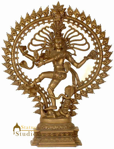 Antique Brass Hindu God Lord Natraja Dancing Shiva Home Office Décor 2 Feet