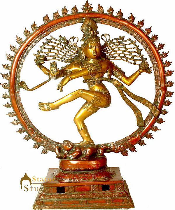 Large Size Brass Hindu God Pure Dancing Natraja Statue For Home Office Décor 40"