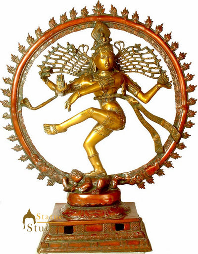 Large Size Brass Hindu God Pure Dancing Natraja Statue For Home Office Décor 40"