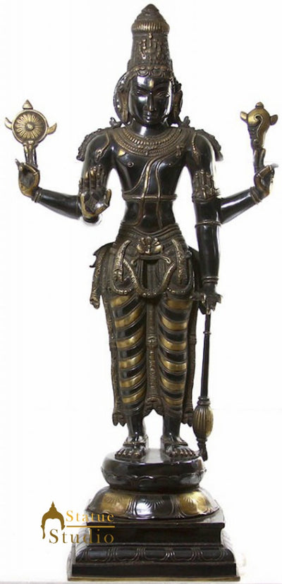 Large Size Black Antique Cosmic Hindu God Lord Shri Vishnu Narayana 38"