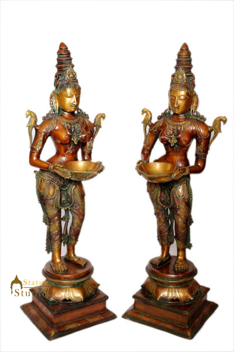 India hand made brass deeplaxmi statue religious showpiece figurine