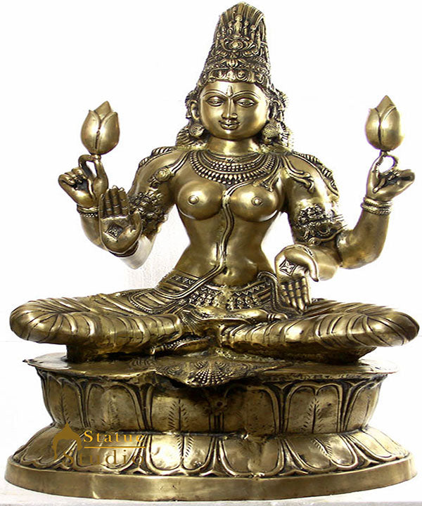 Large Size Bronze Antique Cosmic Hindu Goddess Maa Laxmi Murti 34"