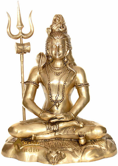 Large Size Brass Indian Hindu God Lord Mahayogi Shiva in Pranayama 28"