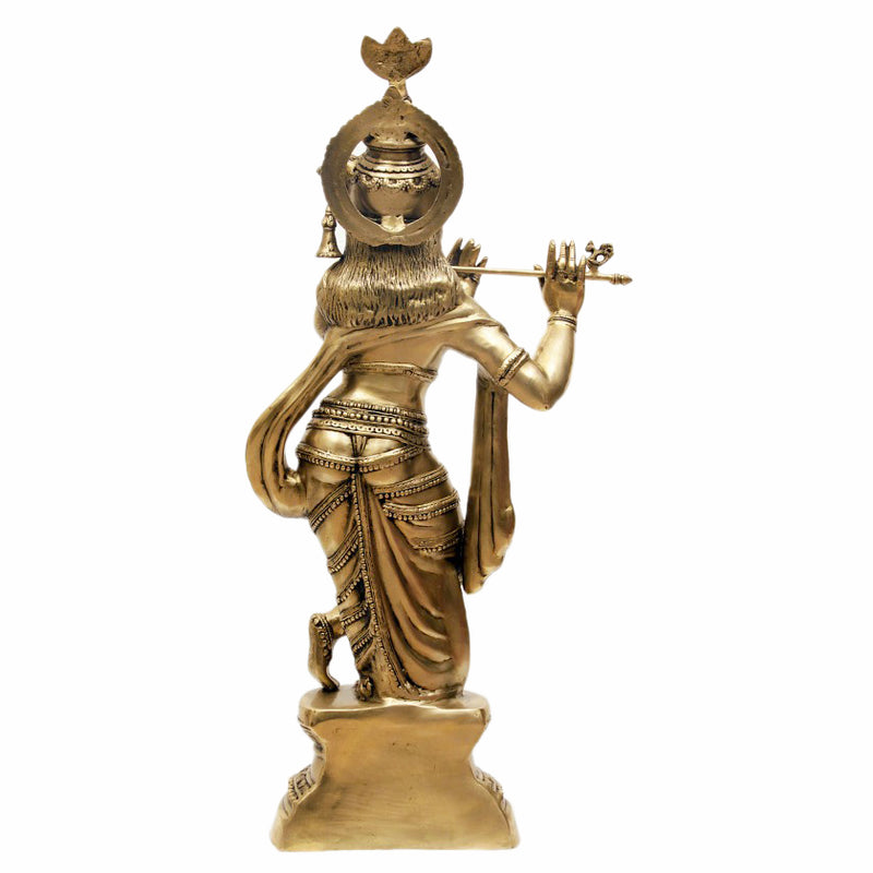 Statua AONA Krishna Tribhangi In Ottone – Altezza 50,8 Cm, Multicolore, Divinità Indù Con Flauto In Posizione A Tre Curve - 2