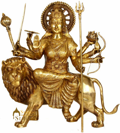 Large Size Indian Hindu Goddess Eight Armed Durga Maa Fine Statue 3 Feet