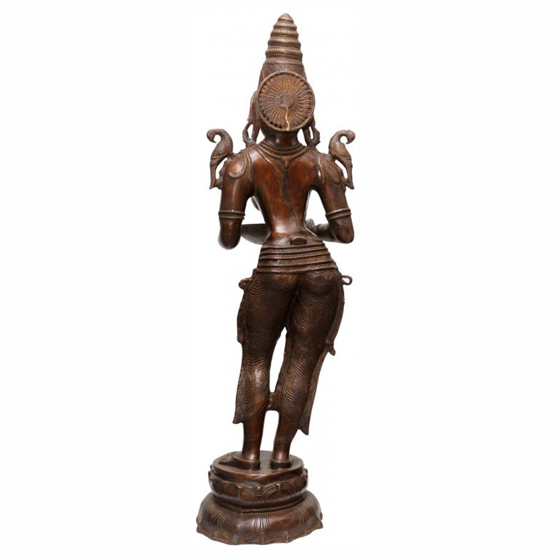 Bronze Antique Indian Celestial Apsara Deeplakshmi Diwali Décor 45"