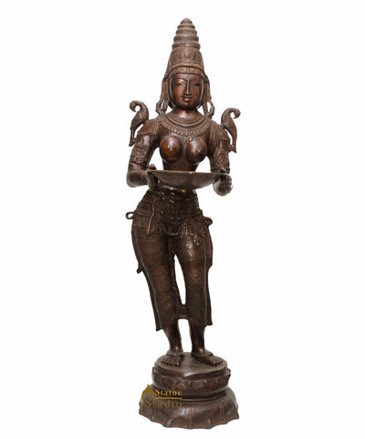 Bronze Antique Indian Celestial Apsara Deeplakshmi Diwali Décor 45"