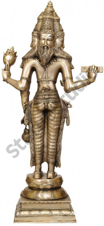 Large Size Indian Hindu God Creator Of Universe Lord Brahma Ji Idol 39"