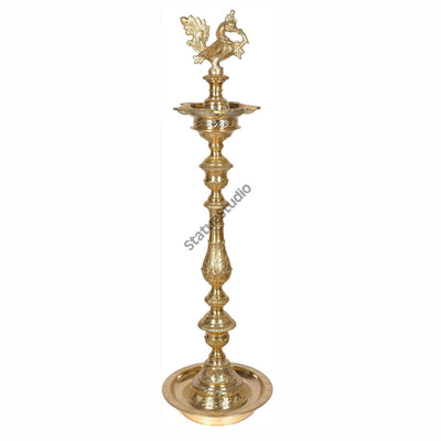 Large Size South Indian Brass Mayur Lamp Diwali Home Décor Gifting 39"