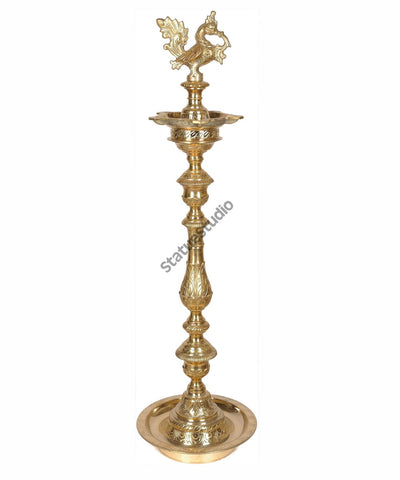 Large Size South Indian Brass Mayur Lamp Diwali Home Décor Gifting 39"