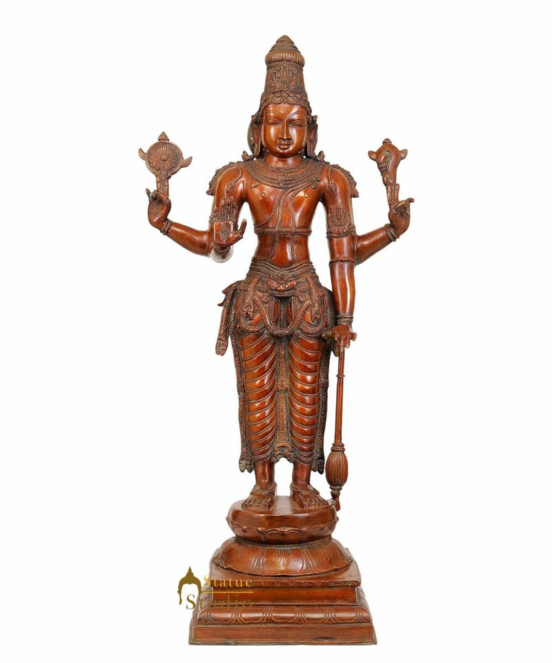 Large Size Hindu Trinity God Lord Chaturbhuj Vishnu Ji Spiritual Décor 3 Feet