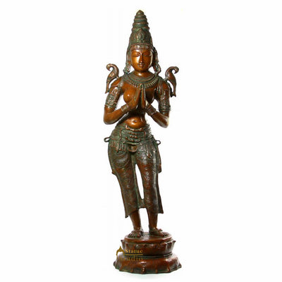 Large Size Indian Vintage Celestial Apsara Welcome Lady Flanking Temple Door 45"