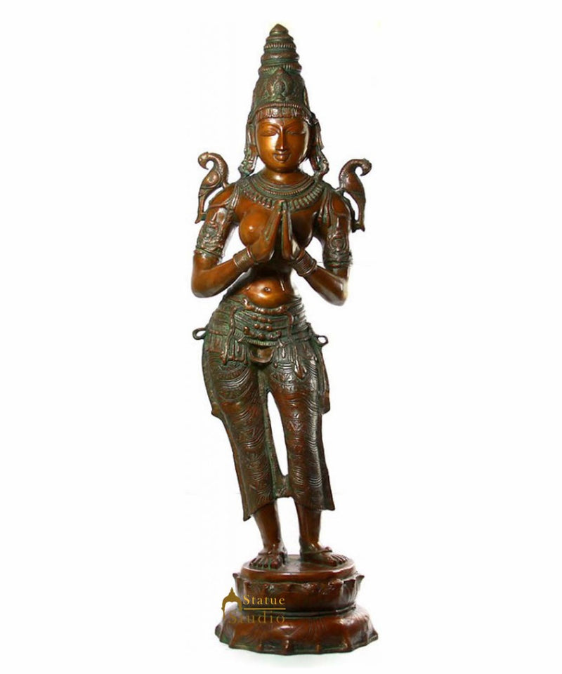 Large Size Indian Vintage Celestial Apsara Welcome Lady Flanking Temple Door 45"