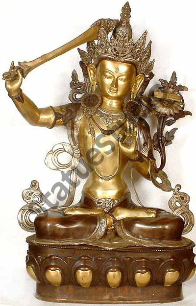 Tibetan Buddhist Goddess of Wisdom Manjushri Large Statue for Success 40"