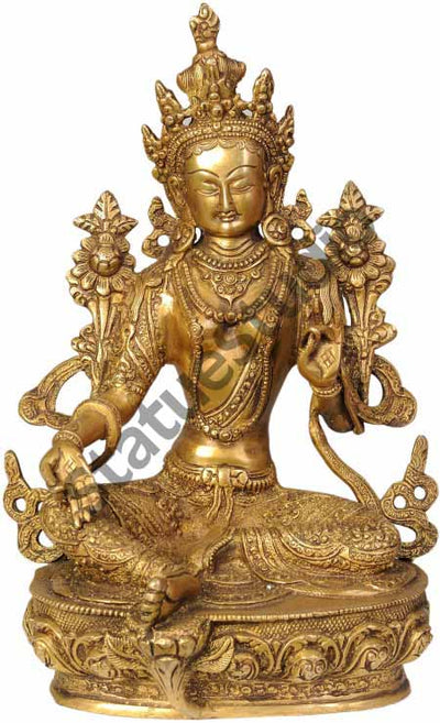 Tibetan Goddess Green Tara Statue For Corporate Gifting 12"