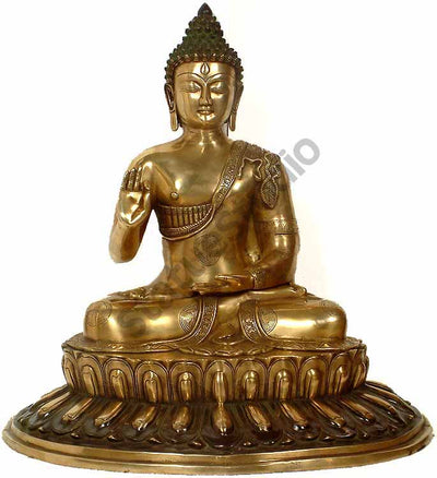 Antique Nepal Deity Lord Blessing Buddha Décor Large Statue 2 Feet Big
