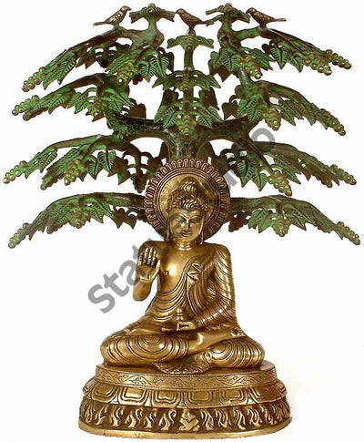 Metal handicraft Boddhisatva Tree Sitting Buddha Christmas Gift Statue 21"
