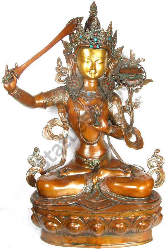 Large Size Vintage Buddhism Goddess Buddha Manjushri Big Statue 3 Feet