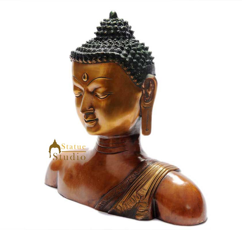 Brass meditating buddha statue figurine indoor room table décor showpiece 14"