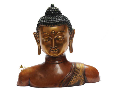 Brass meditating buddha statue figurine indoor room table décor showpiece 14"