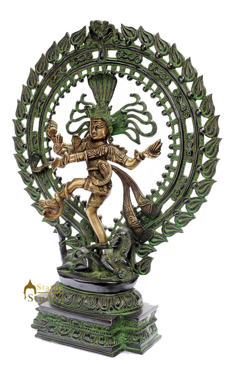 Lord Shiva brass idol hindu god of dance Natraja Antique home décor figure 20"