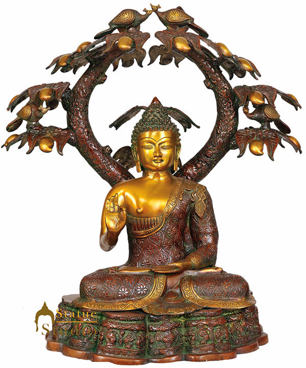 Large Size Boddhisatva Deity Buddha Under Bodhi Tree Décor Statue 28"