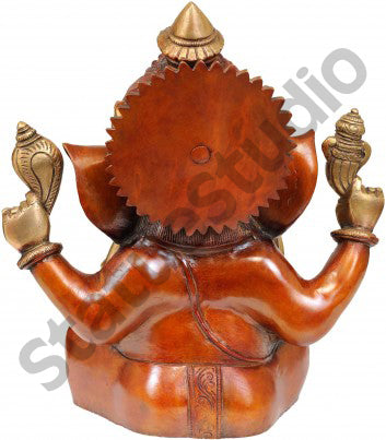Brass Hindu God Diety Ganpati Murti Religious Décor 12"