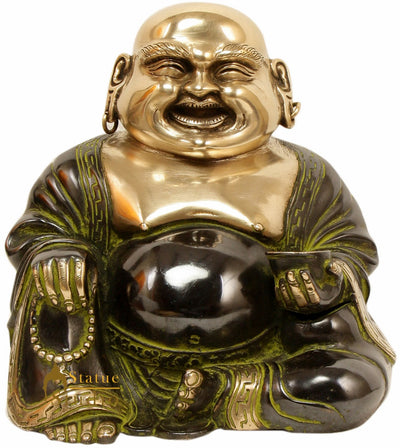 Chinese Fengshui Vastu Sitting Happy Laughing Joyous Buddha Showpiece 9"